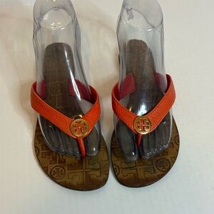 Tory Burch Thora Orange Leather Sandals Size 6
